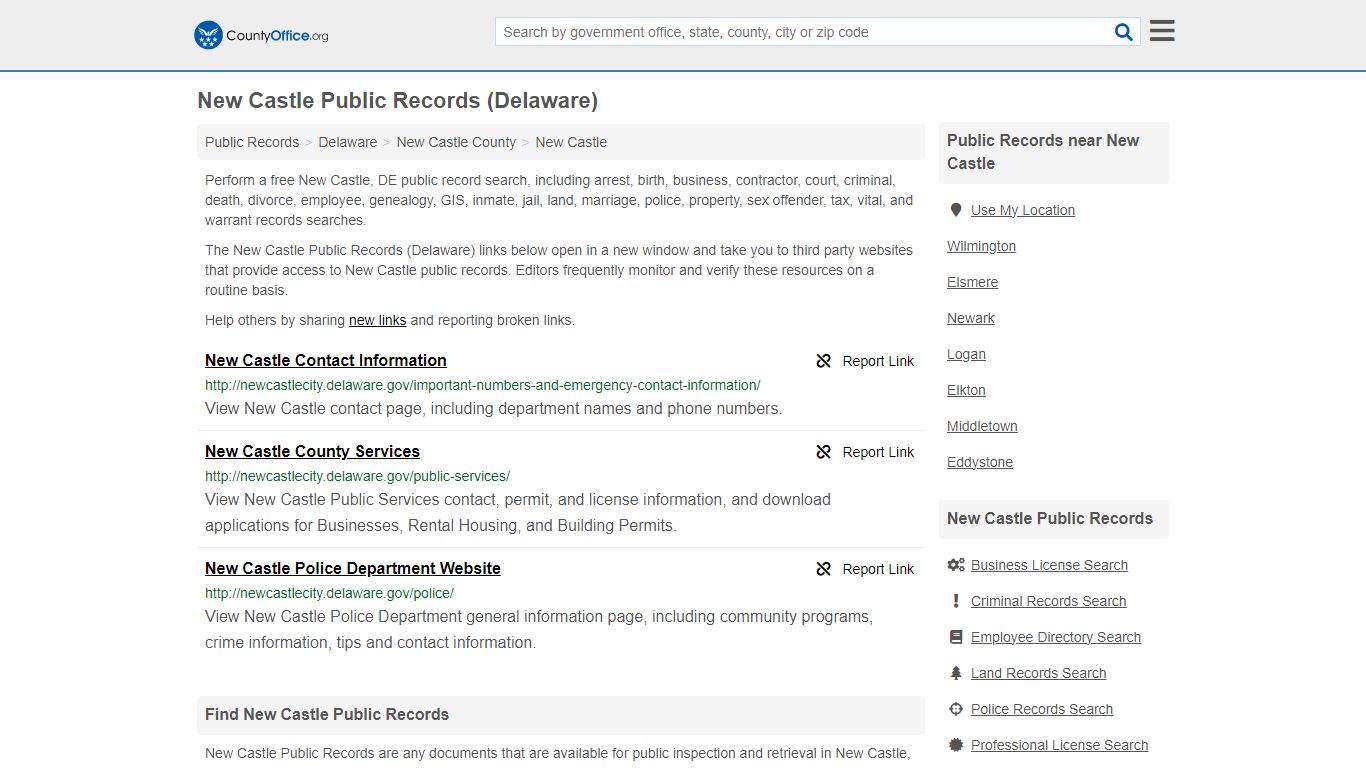 Public Records - New Castle, DE (Business, Criminal, GIS, Property ...