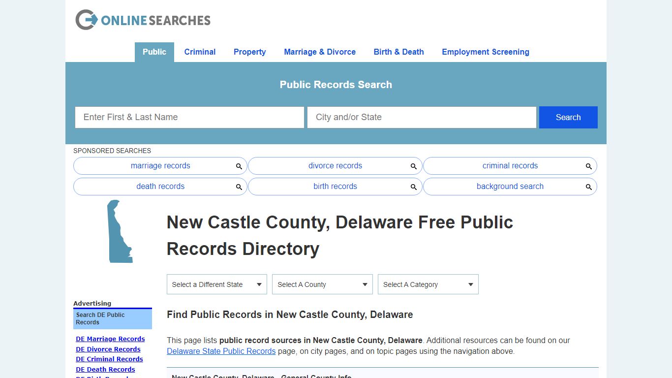 New Castle County, Delaware Public Records Directory